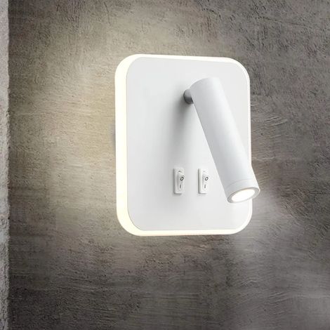 10W LED-Wandleuchte für den Innenbereich, mit Schalter, ideal für Schlafzimmer und Büros, weiß, Lichtfarbe: warmweiß.