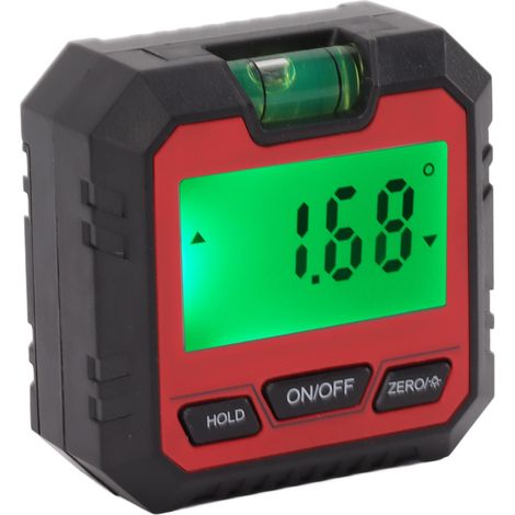 rapporteur d'angle numérique ABS mini niveau à bulle, jauge d'angle avec base magnétique pour menuiserie, construction et maçonnerie, biseau rouge (1/5)