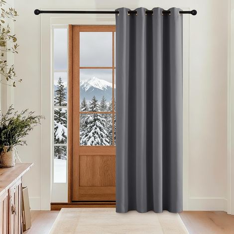 Cortina opaca con aislamiento térmico, protección contra el frío y el calor para puertas y ventanas, diseño moderno para sala de estar, hogar y dormitorio, 140 x 200 cm, gris, paquete de 1 (1/5)