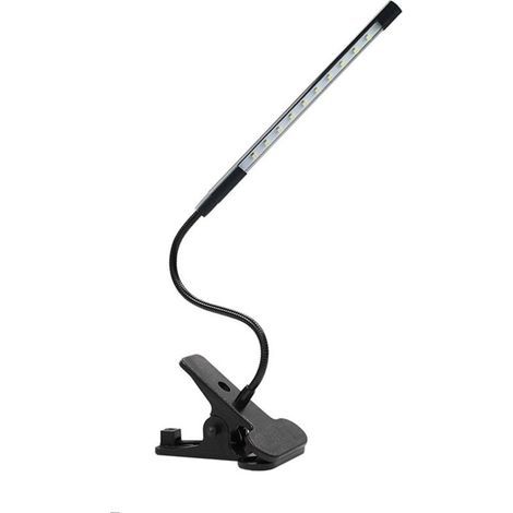 Lampe de lecture LED réglable, petite lampe de table, lampe de chevet USB à pince, convient pour bureau, tête de lit, établi, pupitre (noir) (1/4)