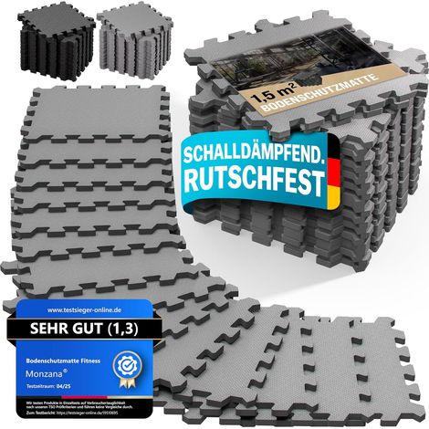 Lot de 18 dalles de protection de sol en mousse EVA gris antidérapantes 31 × 31 cm, épaisseur 1 cm, surface rugueuse, hydrofuge pour fitness, piscine et jeux d’enfants (1/4)
