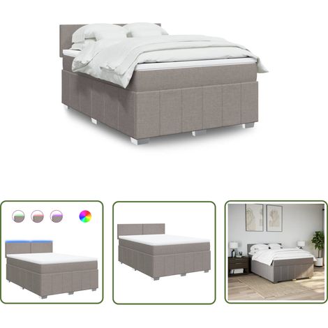 vidaXL Boxspringbett mit Matratze Taupe 160x200 cm Stoff (1/5)