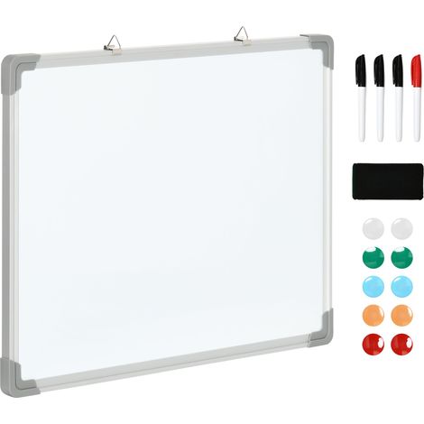 Lavagna Magnetica da Parete 60x1.8x45 cm con Gomma Pennarelli e Magneti in Alluminio Bianco (1/5)
