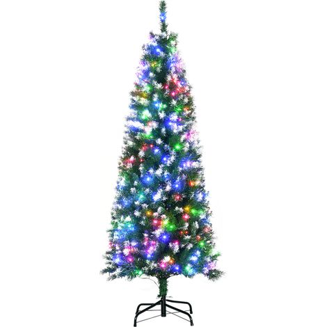 HOMCOM 5FT/6FT/7FT Prelit Pencil Artificial Christmas Tree w/ Colourful LED Light 5FT (1/5)