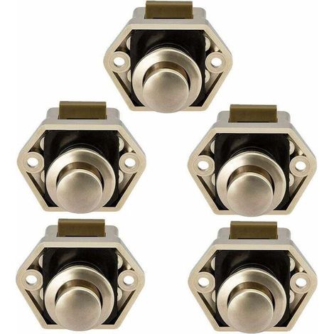Druckknopf-Verriegelung für Wohnmobil – Wohnmobil, Wohnwagen, Schranktürschließer, 5 Stück (Nickel),de (1/5)