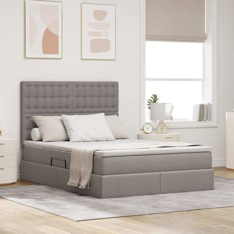 vidaXL Letto con contenitore LED e materasso Tortora 140 x 200 cm