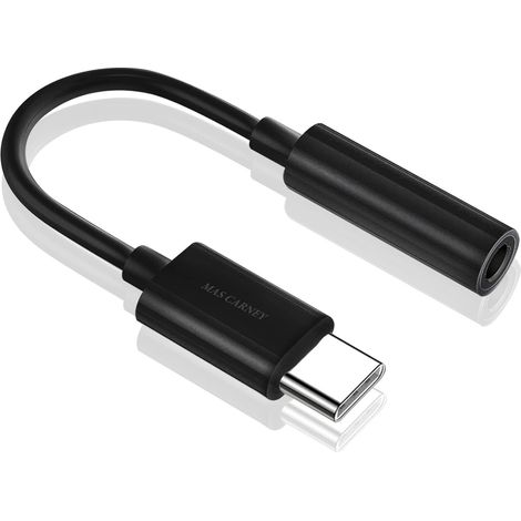 Adaptateur USB de Type C vers AUX Femelle de 3.5 mm, Prise Audio pour écouteurs Compatible avec Huawei, Google, Pixel, Mi, Moto Z, iPad Pro, MacBook, etc, Android/iOS/Win10 │ Noir (1/5)