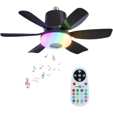 Dimmbarer LED-Deckenventilator mit RGB-Beleuchtung – Ø 47 cm – Fernbedienung – Integrierter Bluetooth-Lautsprecher – 3 Geschwindigkeitsstufen – Timerfunktion