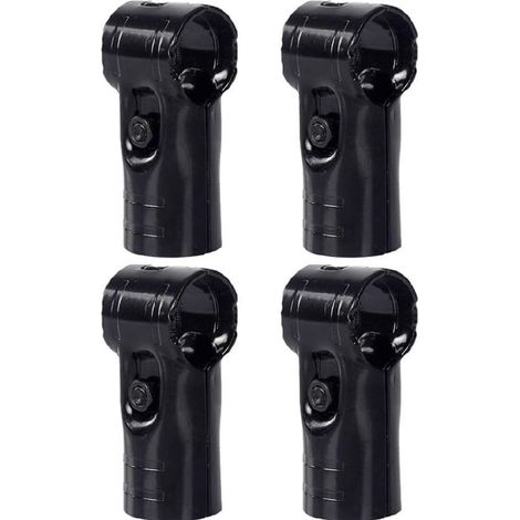Lot de 4 colliers de serrage en T noirs pour clôture, raccords de serrage en T pour tuyaux, boulons et écrous de 28 mm (1/5)