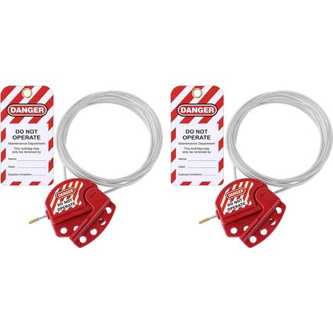 2X Câble Antivol avec Étiquette de Verrouillage Câble Antivol Réglable en Acier Recouvert de Vinyle pour L'Entretien et la Réparation des Équipements (1/5)