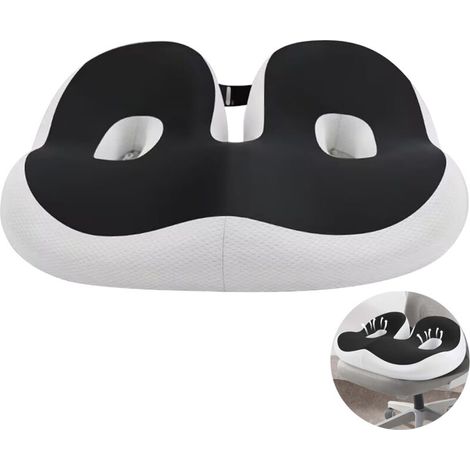 Coussin de Chaise Mousse Mémoire Épais – Antidérapant, Soulage Dos et Coccyx, Pour Bureau et Voiture (1/5)