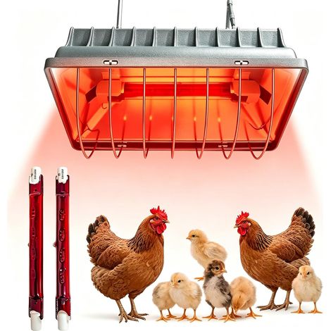 Lampe chauffante à lumière rouge pour poussins, 250 W, avec interrupteur d'économie d'énergie et câble d'alimentation de 1,8 m, lampe infrarouge thermostatique automatique pour poules, canards (1/5)