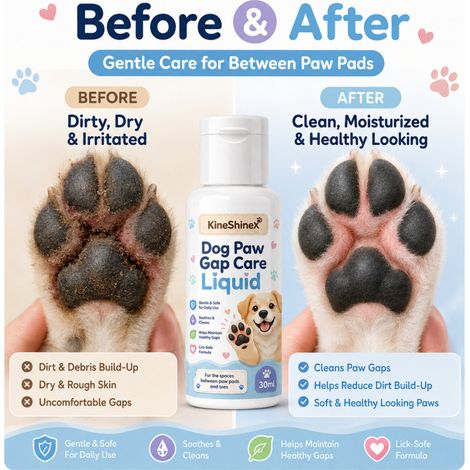 KineShineX Dog Paw Care Solution: Gentle, soothing, moisturizing, and stain-removing for cleaning and conditioning the gaps between pet paw pads. (1/4)