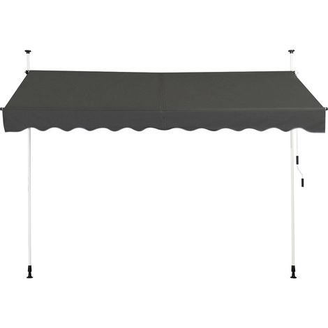 Tenda da sole retrattile manuale 300 x 125 cm regolabile 200-300 cm design moderno grigio alluminio 200021140