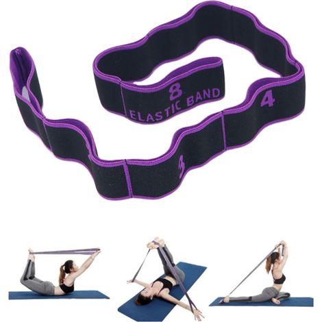 Ceinture de yoga élastique avec 8/9/10/11 boucles pour pilates, fascias, musculation, étirement du corps, ballet, danse, fitness (1/5)
