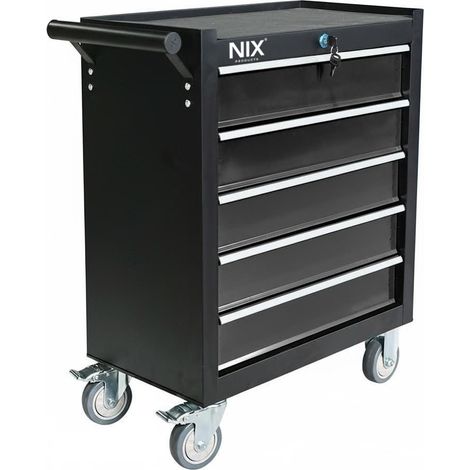 Carrello porta attrezzi metallico con 5 cassetti, ruote girevoli e chiusura con chiave Default Title (1/5)