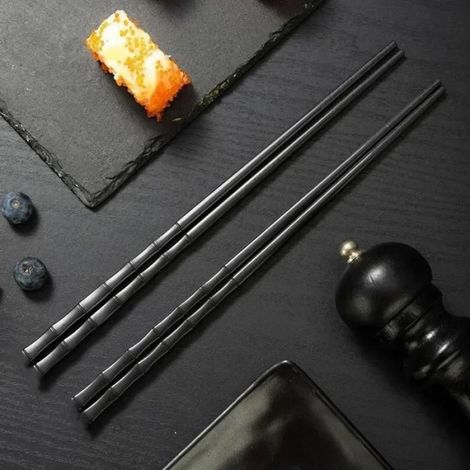 Baguettes Chinoises - Alliage Noir - 24 cm - Réutilisables - Pour Sushi et Cuisine Asiatique - Lot de 1 Paire