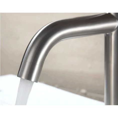 Robinet Lavabo - Mitigeur Acier Inoxydable Brossé Mat - Pour Évier Salle De Bain - Hauteur 213,5 Mm - 1 Pièce (1/4)