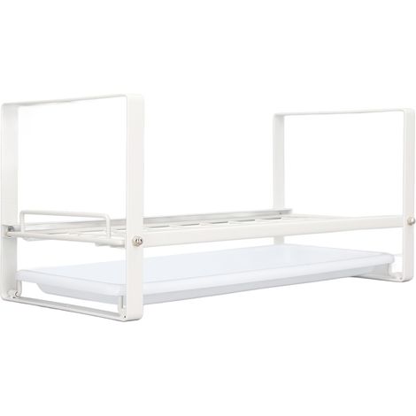 Plat de rangement coulissant pour placard, égouttoir à vaisselle intégré, panier de séchage blanc, tiroir de cuisine (1/5)