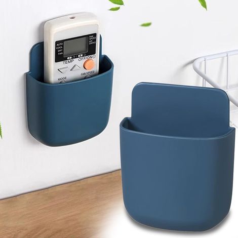 Boîte rangement murale bleue 1pcs compacte, support suspendu téléphone télécommande petits objets facile à poser (1/5)