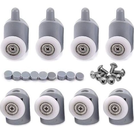 Roulettes réglables à double rouleau (8 pièces), pour porte de douche/salle de bain, 25 mm (1/4)