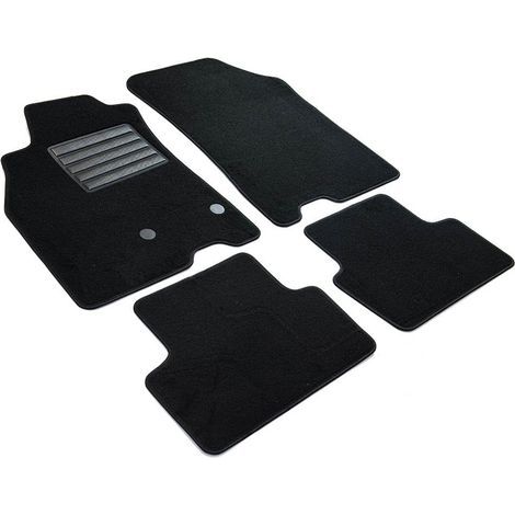 Velour Floor Mats for Renault Megane III, Anti-Slip Edging, Reinforced Heel Pad, Black (1/5)