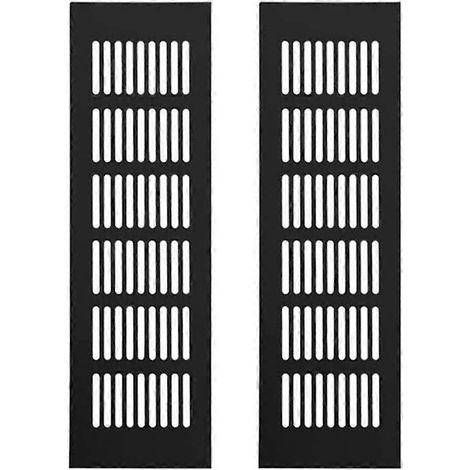 Lot de 2 grilles d'aération, aluminium, 250 x 80 mm, noires (1/2)
