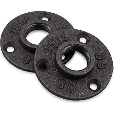 Set of 2 3/4" BSP metal threaded flanges for heating drilling. Malleable cast iron threaded flanges. (1/3)