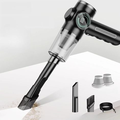 Aspirateur sans fil rechargeable à main amélioré avec indicateur de charge, vitesse élevée de 40 000 tr/min, équipé d'un embout multifonctionnel (1/5)