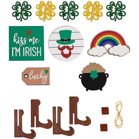 Décoration vintage en bois pour la Saint-Patrick : plateau à étages de style ferme, panneau en bois. (1/4)