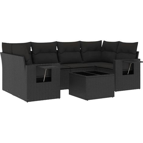 Maison Exclusive - Set Divani da Giardino con Cuscini 7pz Nero Polyrattan (1/5)