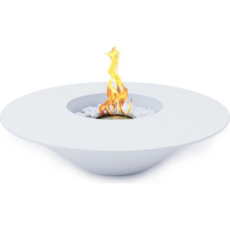 Biocamino freestanding Universe bianco opaco 60×60 cm, bruciatore inox 1 L