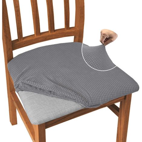Esszimmerstuhl Sitzbezüge 6er Set Hellgrau, Stretch Jacquard Sitzschoner (1/5)