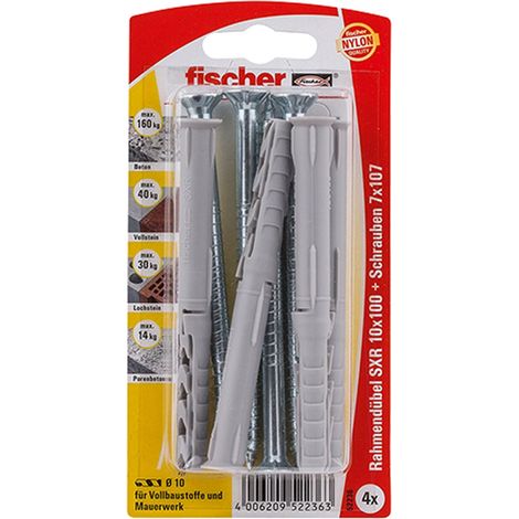 Fischer 4x Langschaftdübel SXR 10 x 100 T Senkkopfschraube - 52236 (1/2)