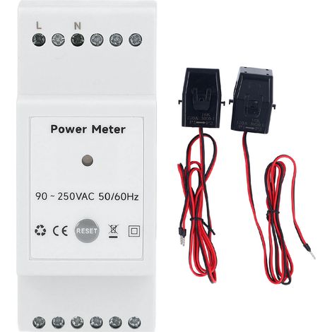 Ortviai Compteur Électrique Intelligent WiFi Monophasé avec 2 Capteurs de Courant de 120 A pour Suivi Photovoltaïque