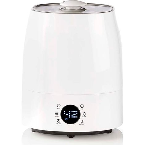 Humidificateur dair 110 w avec brume fraiche et chaude 55 l hygrometre minuteur convient pour un espace jusqua 50 m blanc gris (1/5)