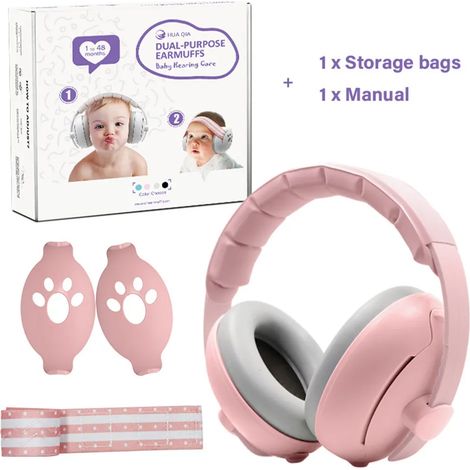 Casque antibruit 2-en-1 pour bébé, protections auditives ajustables avec bandeau extensible, écouteurs insonorisés pour nourrissons et tout-petits (1/5)