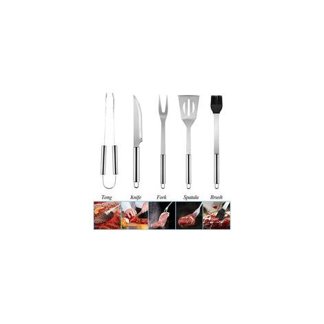Set di 5 utensili per barbecue, kit di attrezzi per barbecue in acciaio inossidabile, set per barbecue portatile, utensili per barbecue, accessori per barbecue per giardino, attività all'aperto, escur