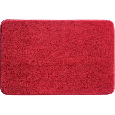 Tapis de Bain, Antidérapant Tapis Salle de Bain Épaissi Tapis Sortie de Douche Absorbant Tapis de Sol Ultra Doux en Microfibre, Rouge, 80 x 120cm (1/4)