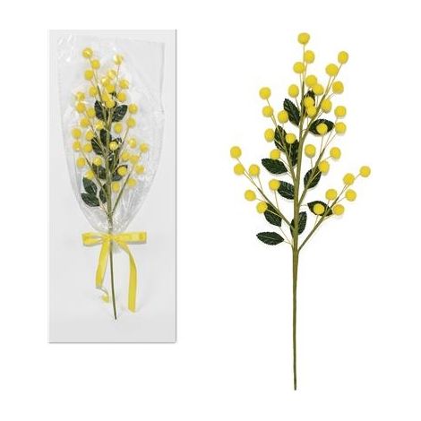 RAMO MIMOSA FINTA 6PCS 38CM FIORI PER FESTA DELLA DONNA RAMETTI IDEA REGALO