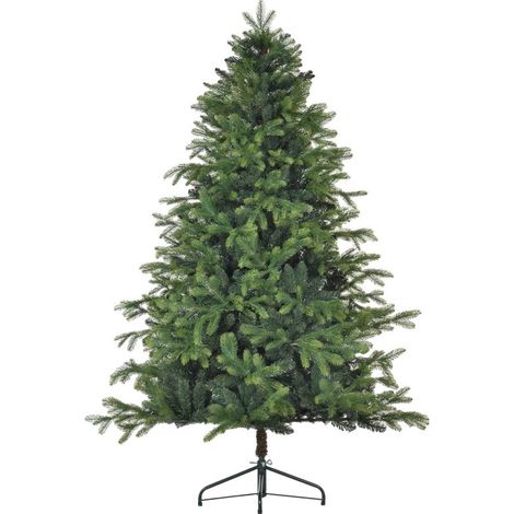 Sapin de Noël artificiel vert de 183 cm, aspect réaliste, matériau ignifugé et pied métallique stable pour l'intérieur (1/5)