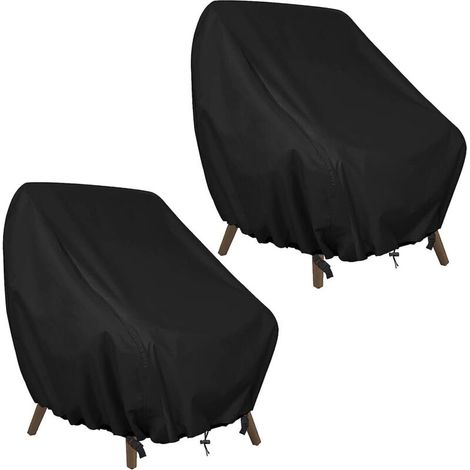 Housse de Chaise de Jardin 2 Pièces, Housse Protection Meuble Jardin en Tissu Oxford 420D Imperméable avec Lacet Boucle Pochette Housse Fauteuil Jardin Housse Chaise Extérieur (89 x 97 x 74cm) (1/4)