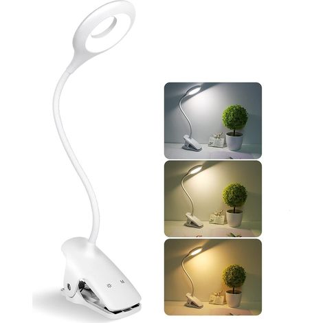 Lampe De Lecture - Lampe À Pince Rechargeable - 3 Modes De Couleur Et 3 Niveaux De Luminosité - 3 W - 28 Led - Collier Flexible - Batterie Intégrée 1800 Mah - 1 Pièce (1/5)