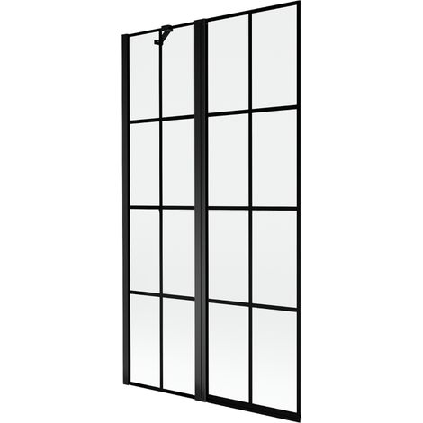 Paravent de bain Mexen Mist 2 volets gauche 100 x 150 cm, grille noire, noir - 8A9-100-011-70-77-L (1/5)
