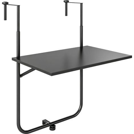 GagaTable de balcon suspendue plateau rectangulaire et hauteur réglable cadre en métal, dim. 62L x 60P x 85,5H cm noir (1/5)