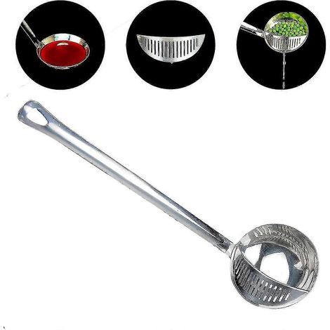 Louche de service avec cuillère passoire intégrée. Manche long de 30,5 cm et passoire amovible. (1/5)