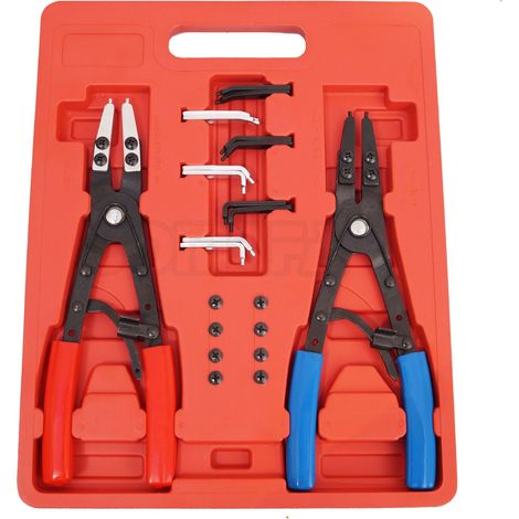 Juego de 2 alicates cir clip extra largos con putas intercambiables, 250 mm (1/2)
