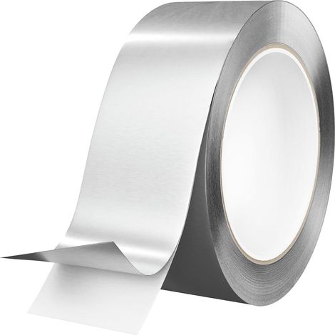 Lot de 10 rubans adhésifs en feuille d'aluminium de 2 mil d'épaisseur, avec doublure, résistant à 250 degrés, 15 m x 50 mm (argenté) (1/5)