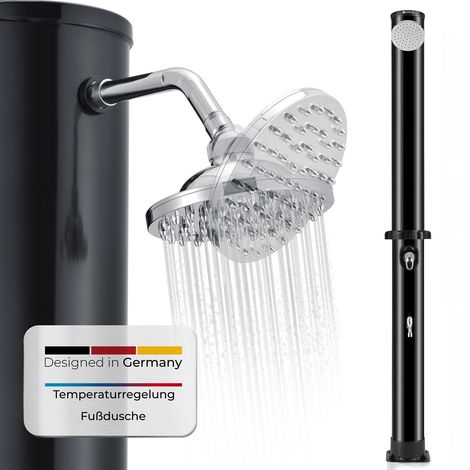 Juskys Solardusche Victoria - bis 60°C - mit schwenkbarem Duschkopf, Fußdusche & Gartenschlauch Anschluss Gartendusche Außendusche - 35 Liter - 217 cm (1/9)