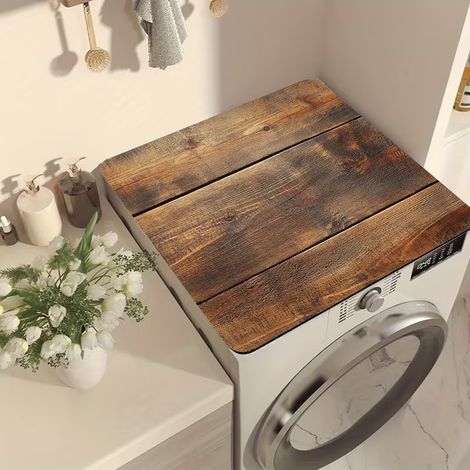 Copertura superiore per lavatrice e asciugatrice in terra diatomacea antiscivolo ad asciugatura rapida con venature di rovere chiaro. (1/5)